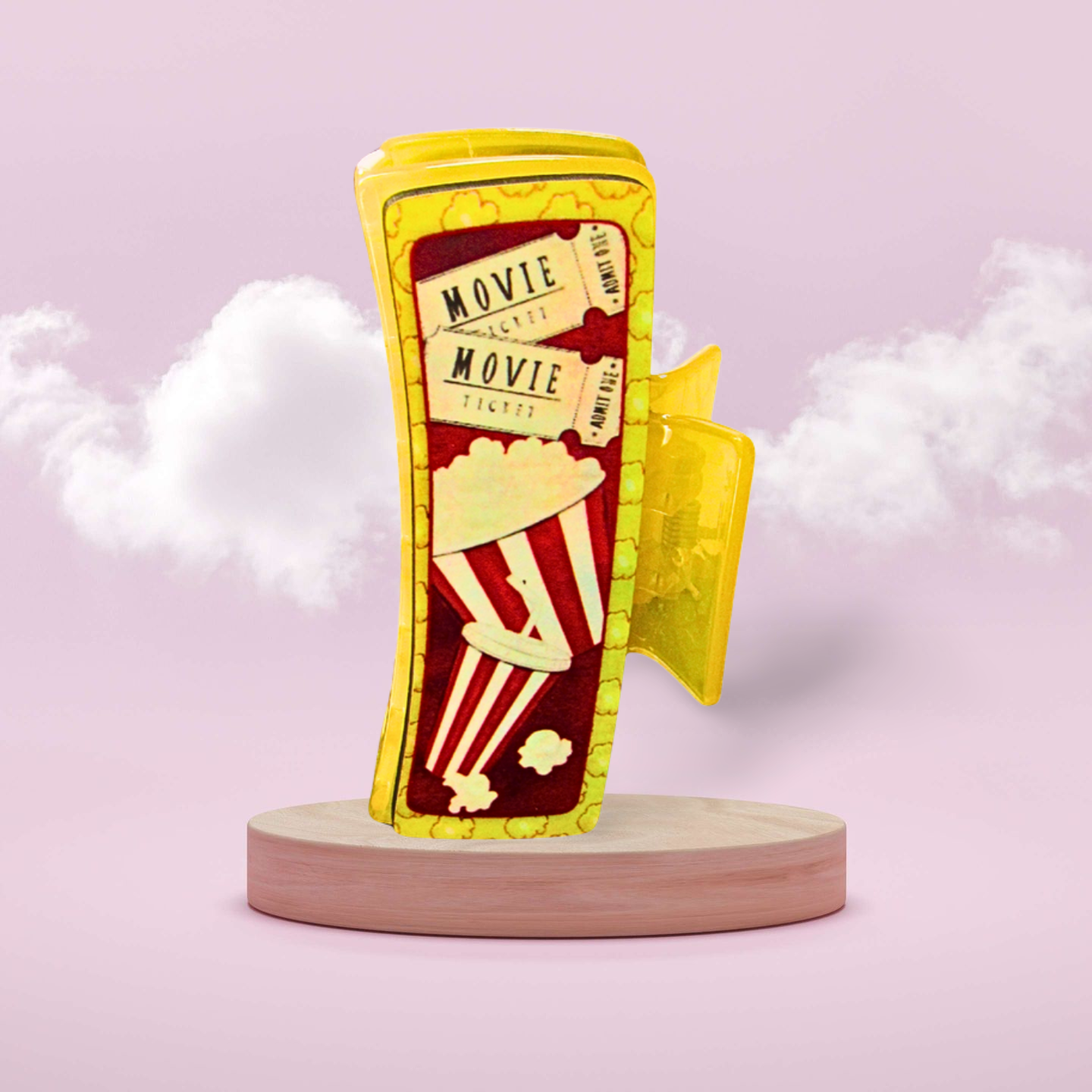 Popcorn Themed Sublimated Large Hair Clip