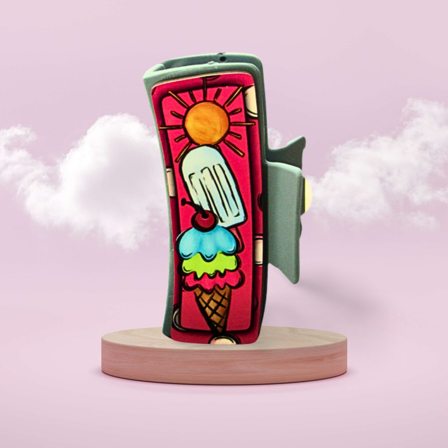 Ice Cream Themed Sublimated Hair Clip  MDF
