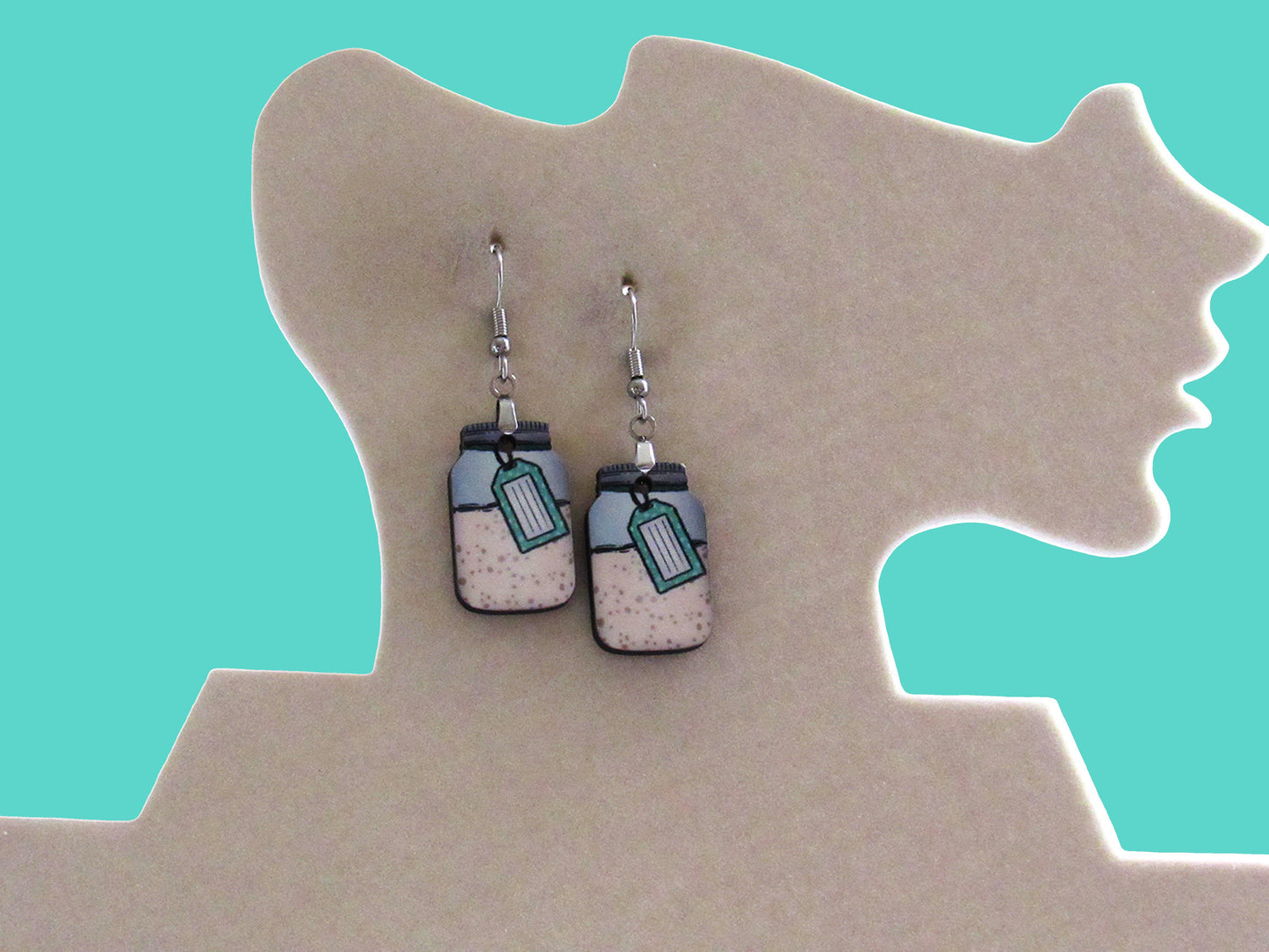 Mason Jar Shaped Sublimated Earrings 1 inch