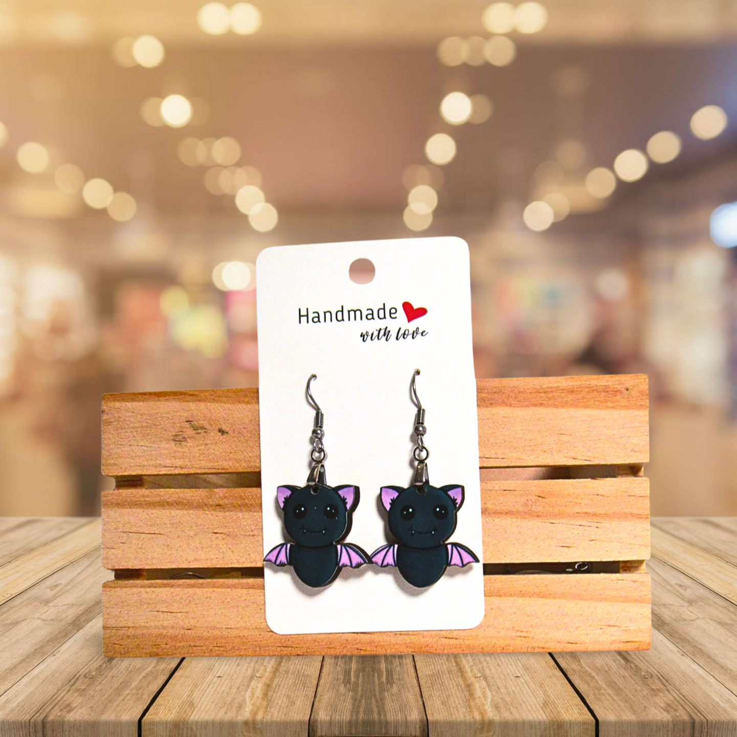 Flying Bat Shaped Sublimated Earrings