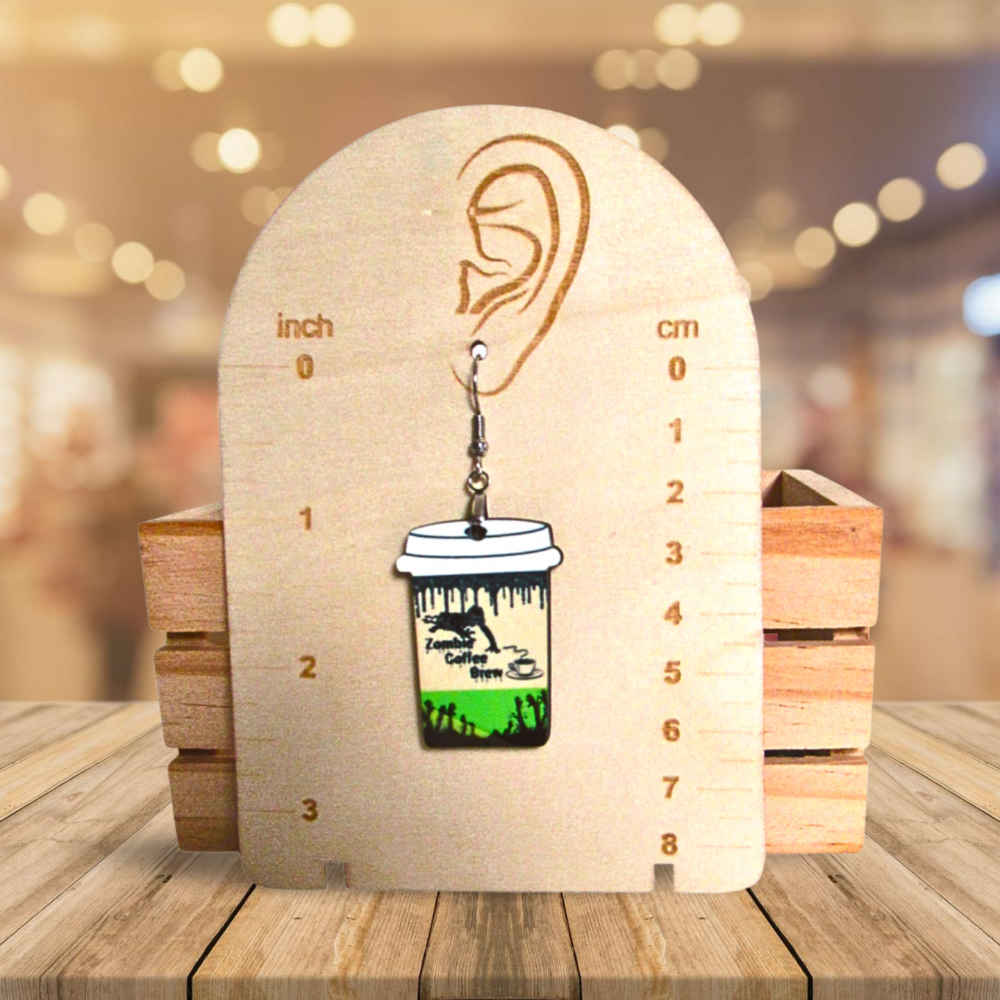 Coffee To GO Cup Shaped Sublimated Earrings 1.5 inch