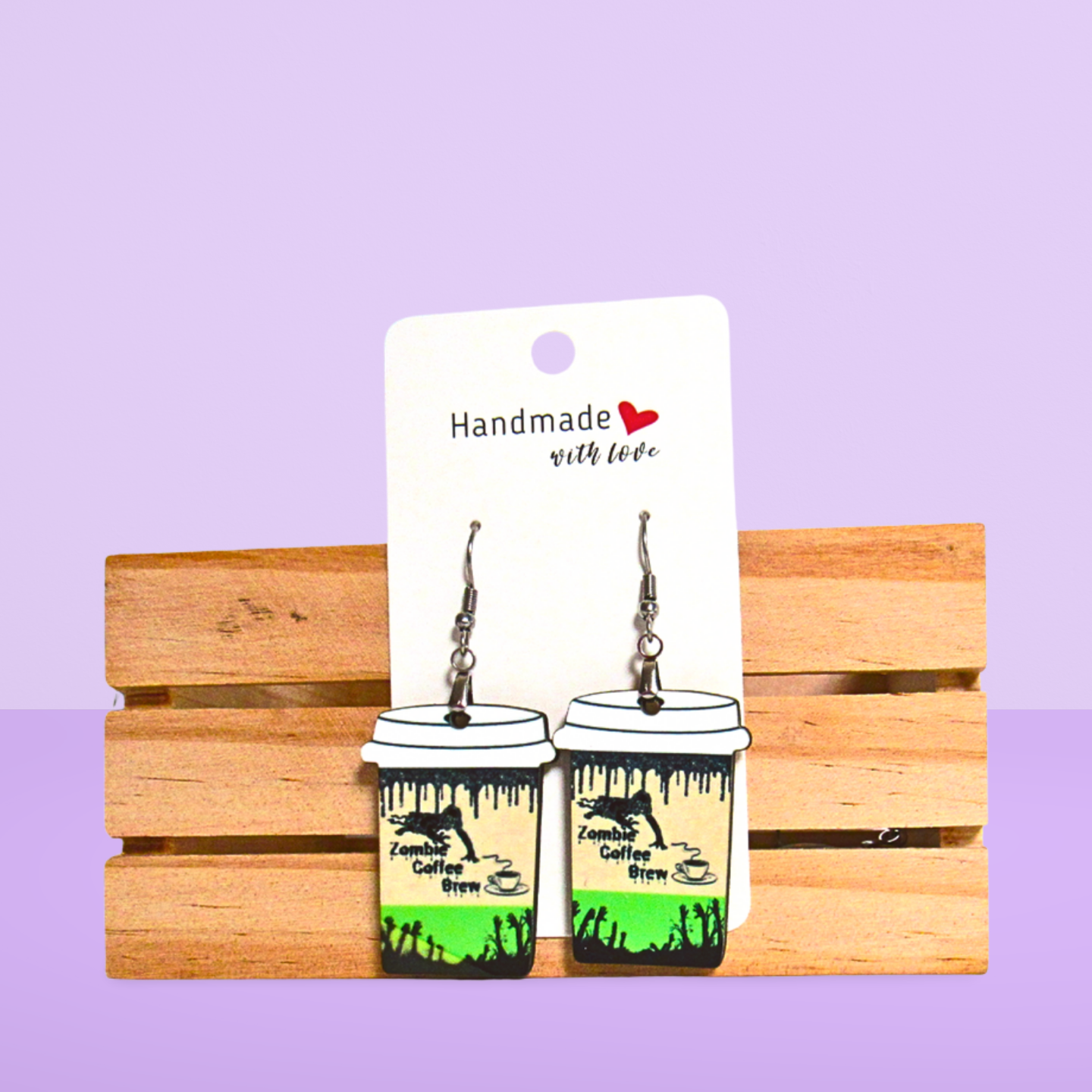 Coffee To GO Cup Shaped Sublimated Earrings 1.5 inch