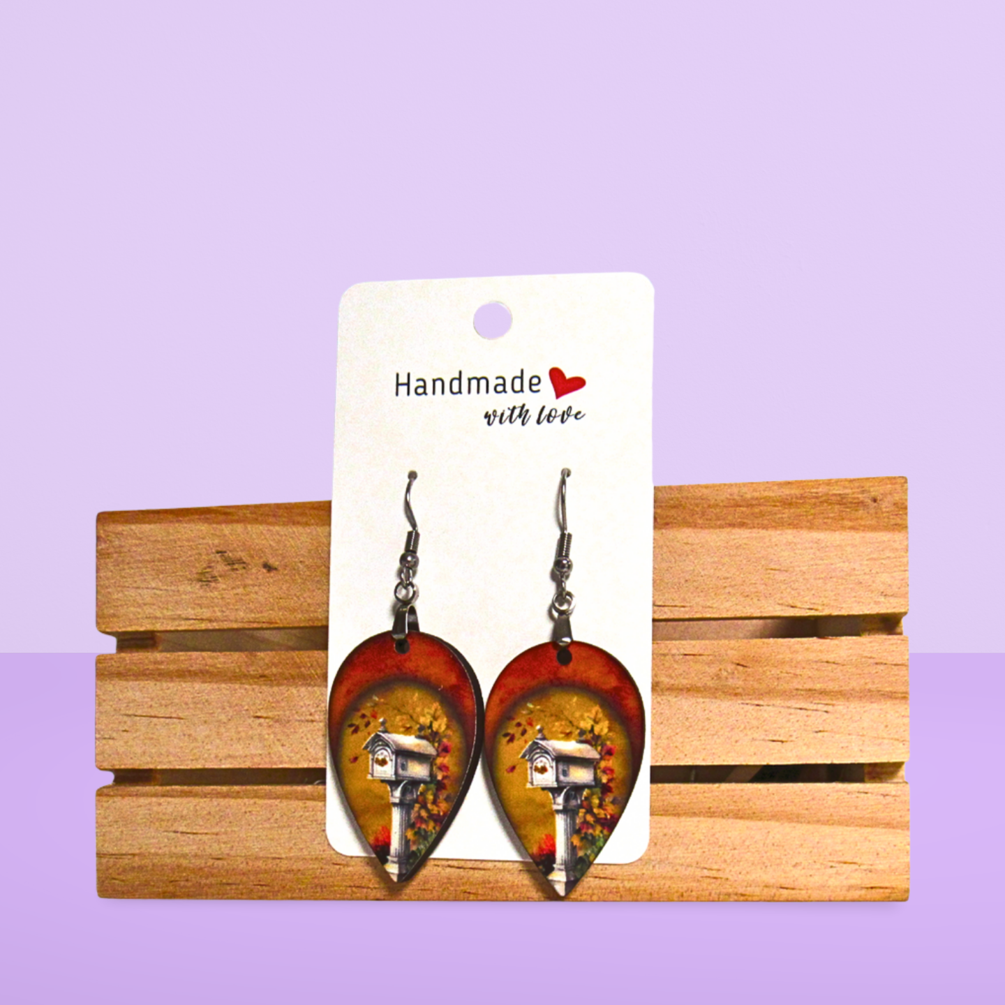 Reverse Teardrop Shaped Sublimated Earrings