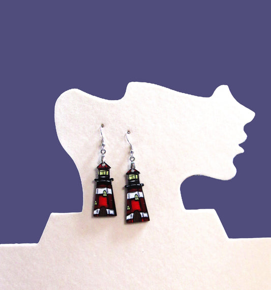 Lighthouse Shaped Sublimated Earrings 1.5 in.