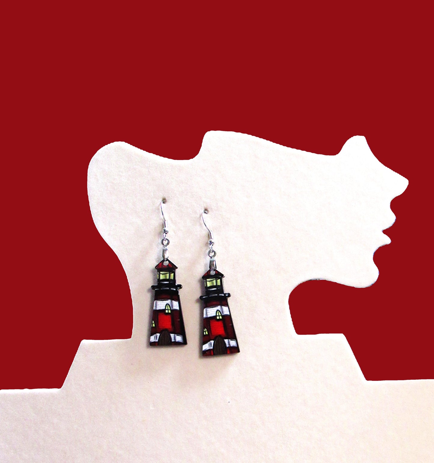 Lighthouse Shaped Sublimated Earrings 1.5 in.
