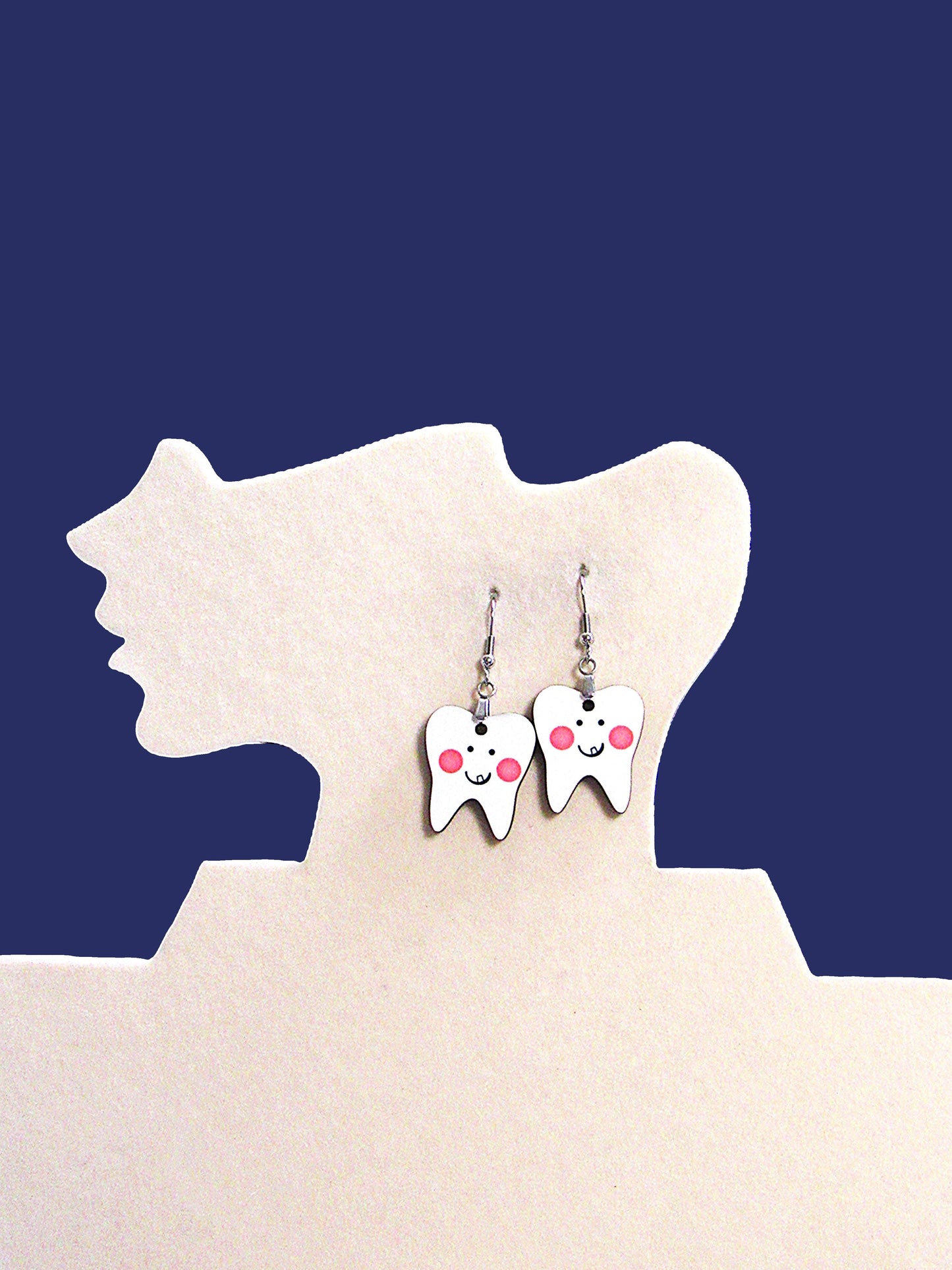 Tooth Shaped Sublimated 1 inch Earrings