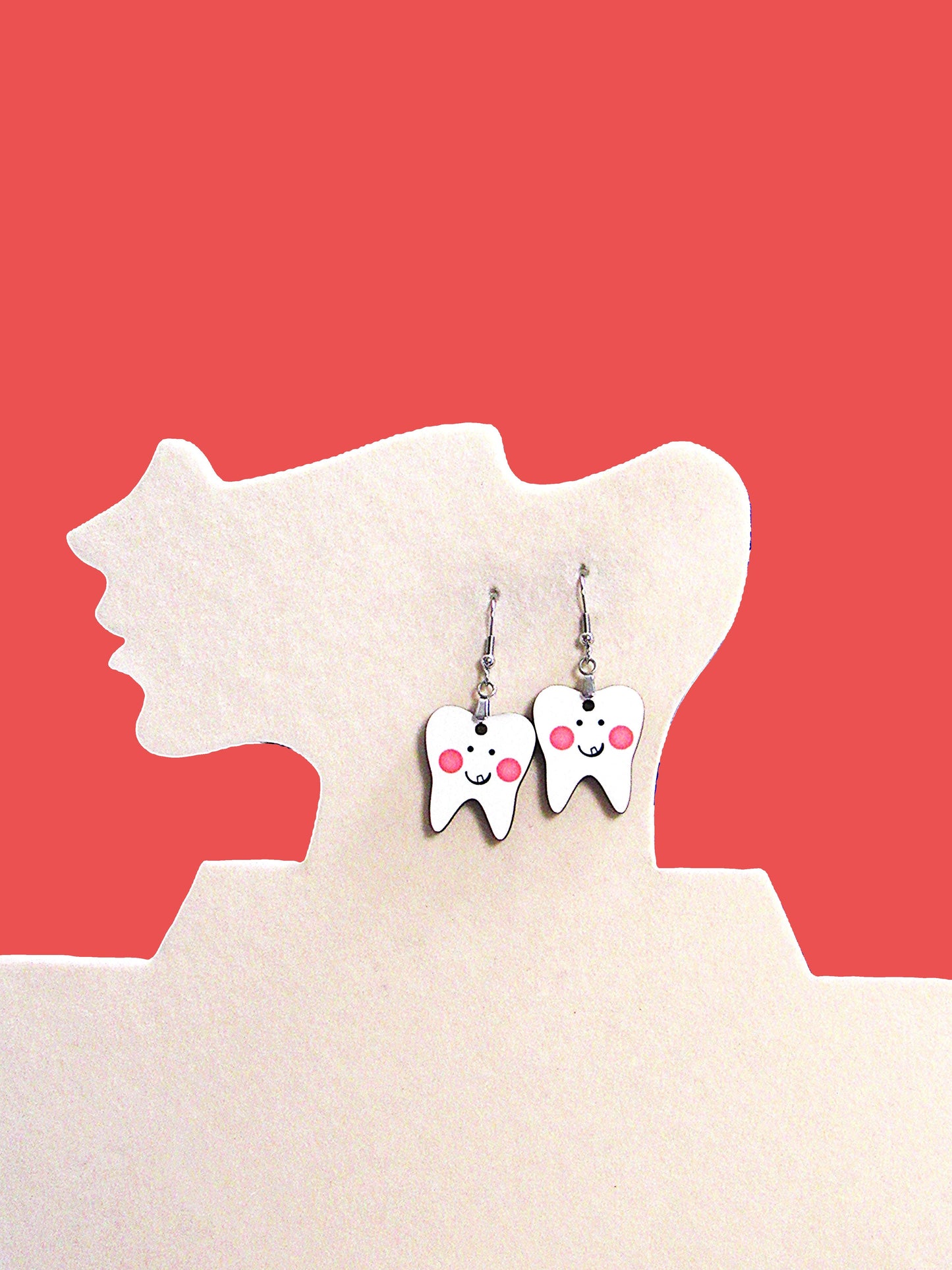 Tooth Shaped Sublimated 1 inch Earrings