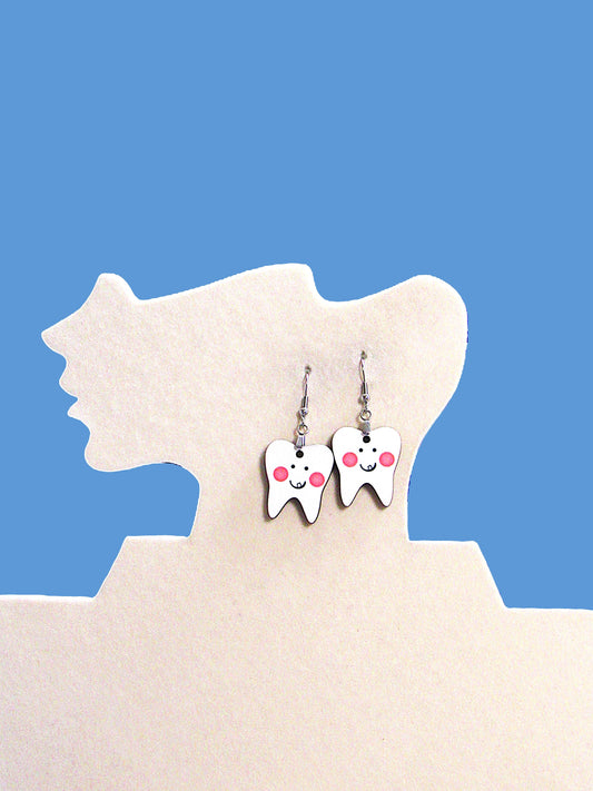 Tooth Shaped Sublimated 1 inch Earrings
