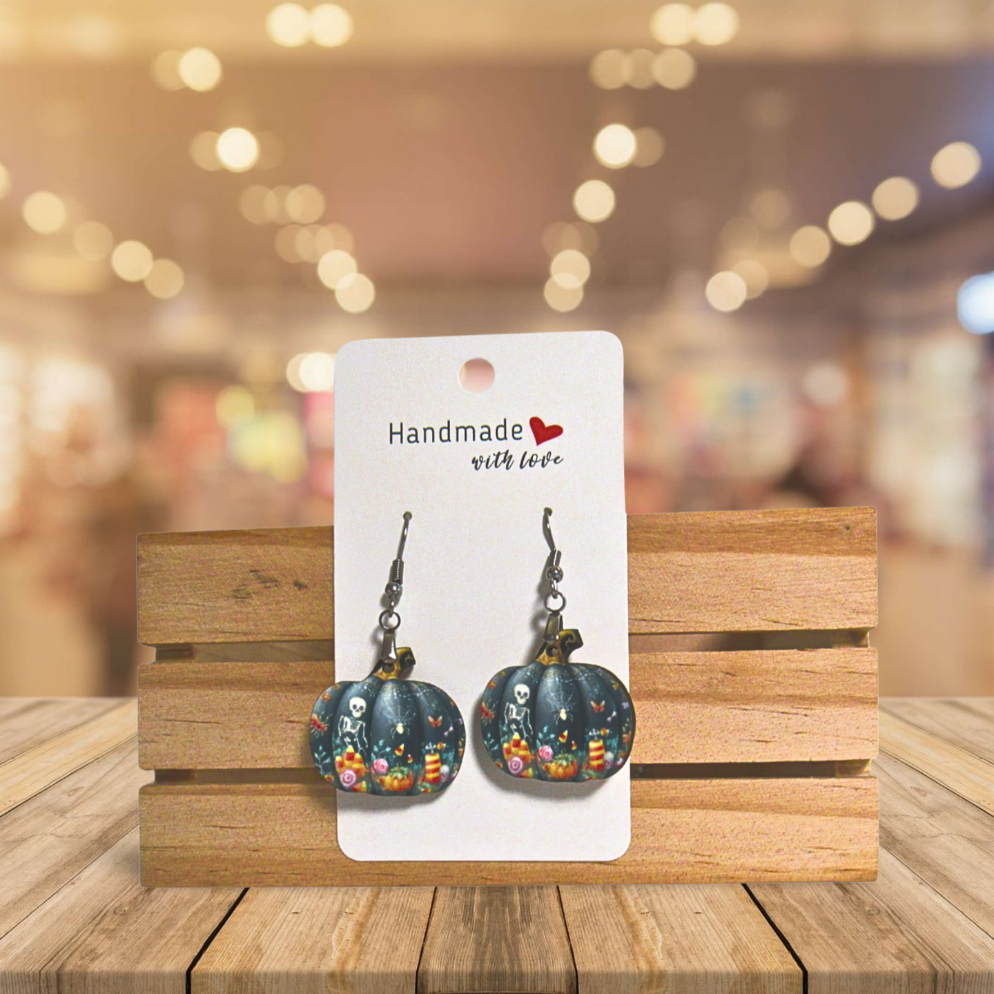 Pumpkin Shaped Sublimated Earrings 1 inch