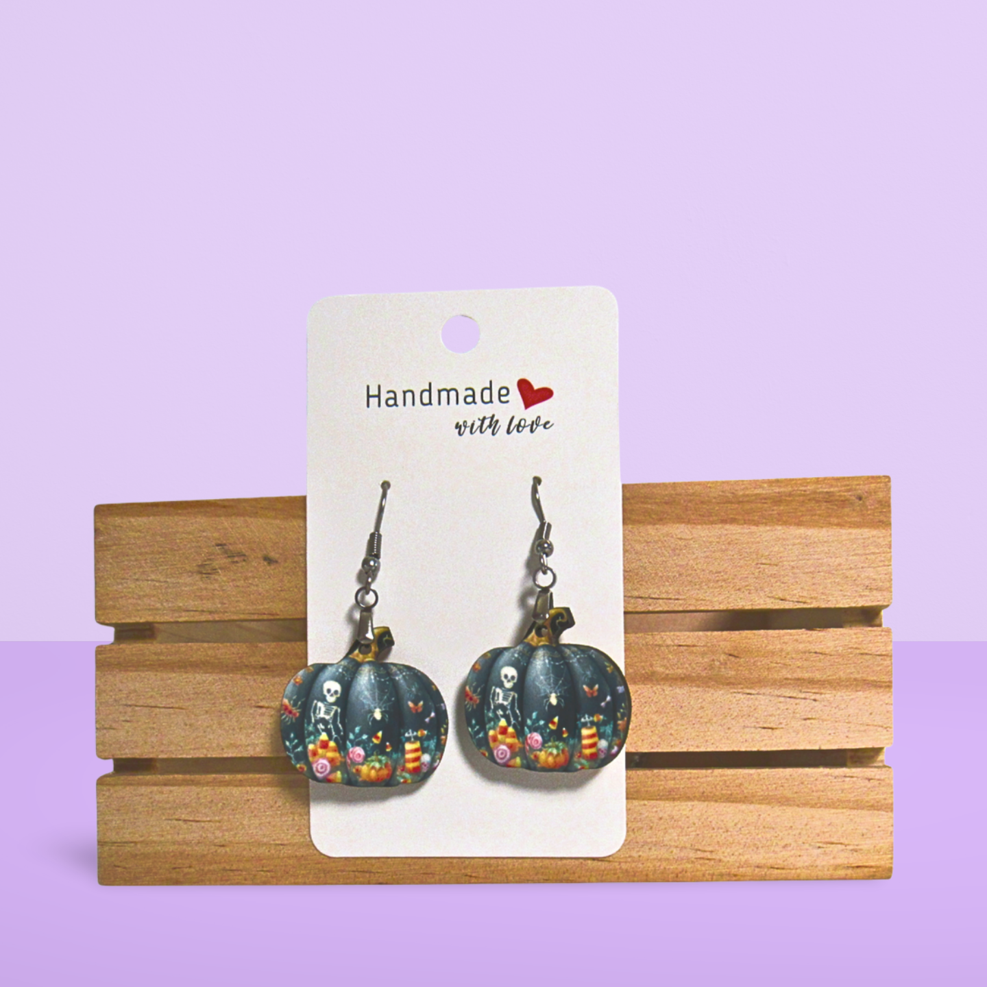 Pumpkin Shaped Sublimated Earrings 1 inch