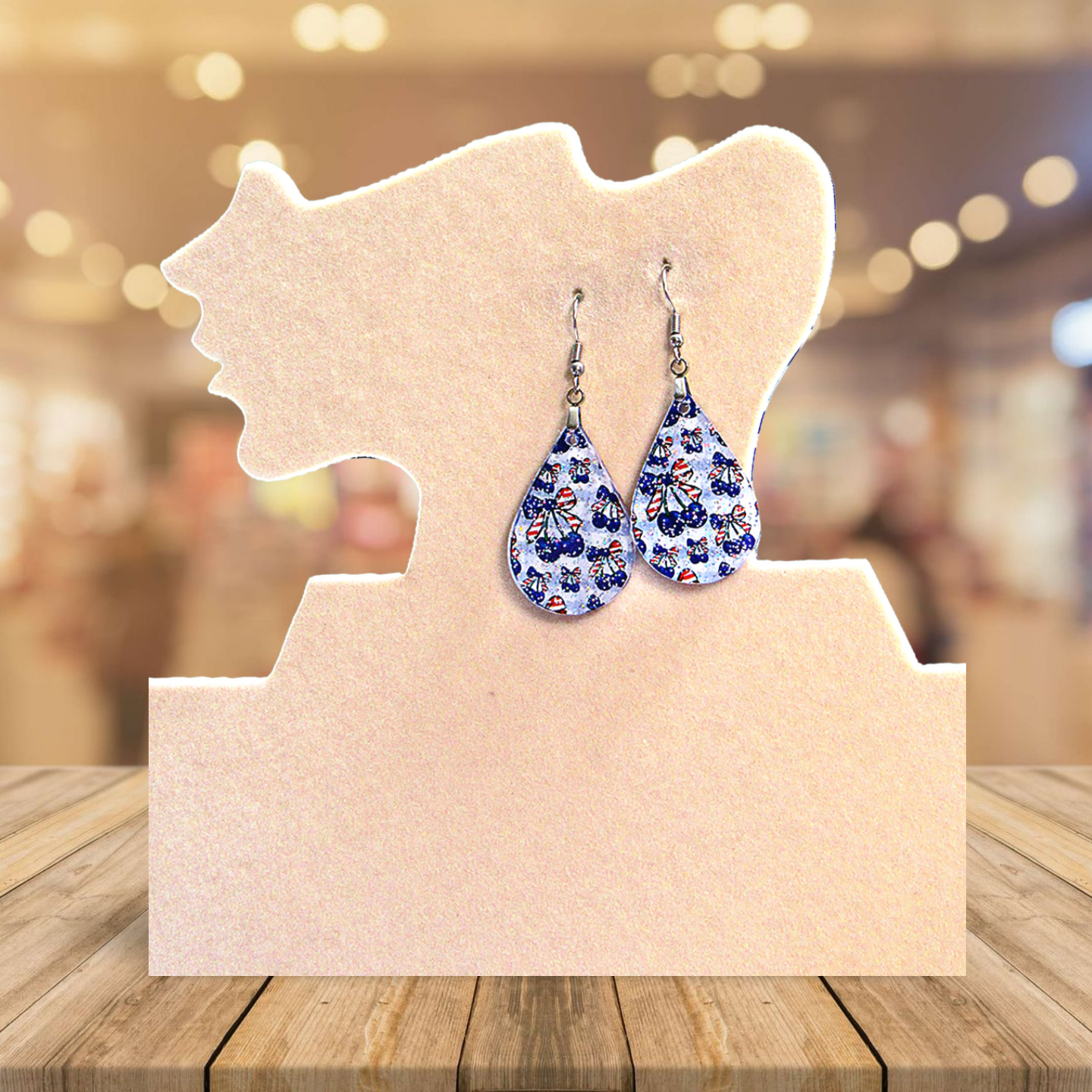 Glitter Acrylic Teardrop Shaped Sublimated Earrings 1.5 inch