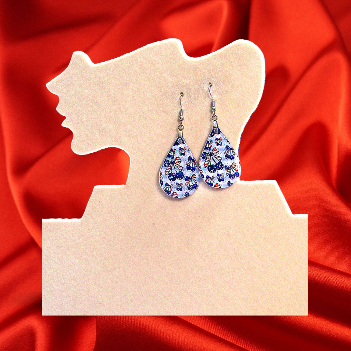 Glitter Acrylic Teardrop Shaped Sublimated Earrings 1.5 inch