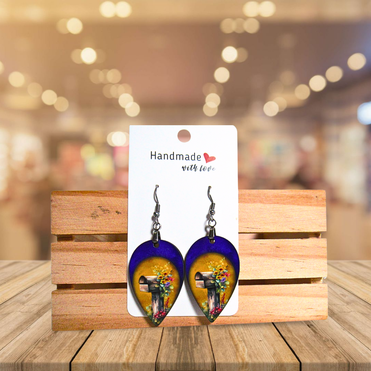 Reverse Teardrop Shaped Sublimated Earrings