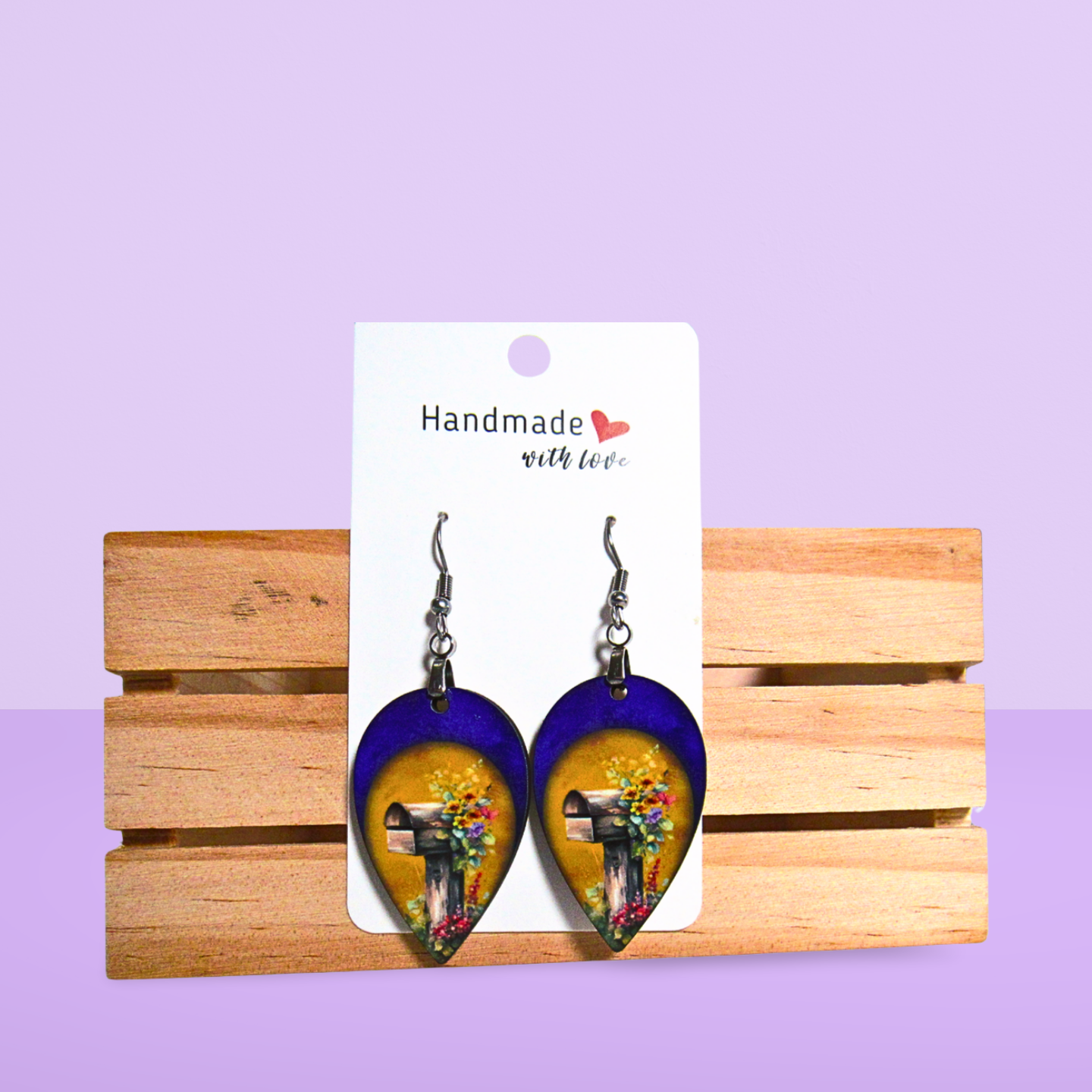 Reverse Teardrop Shaped Sublimated Earrings