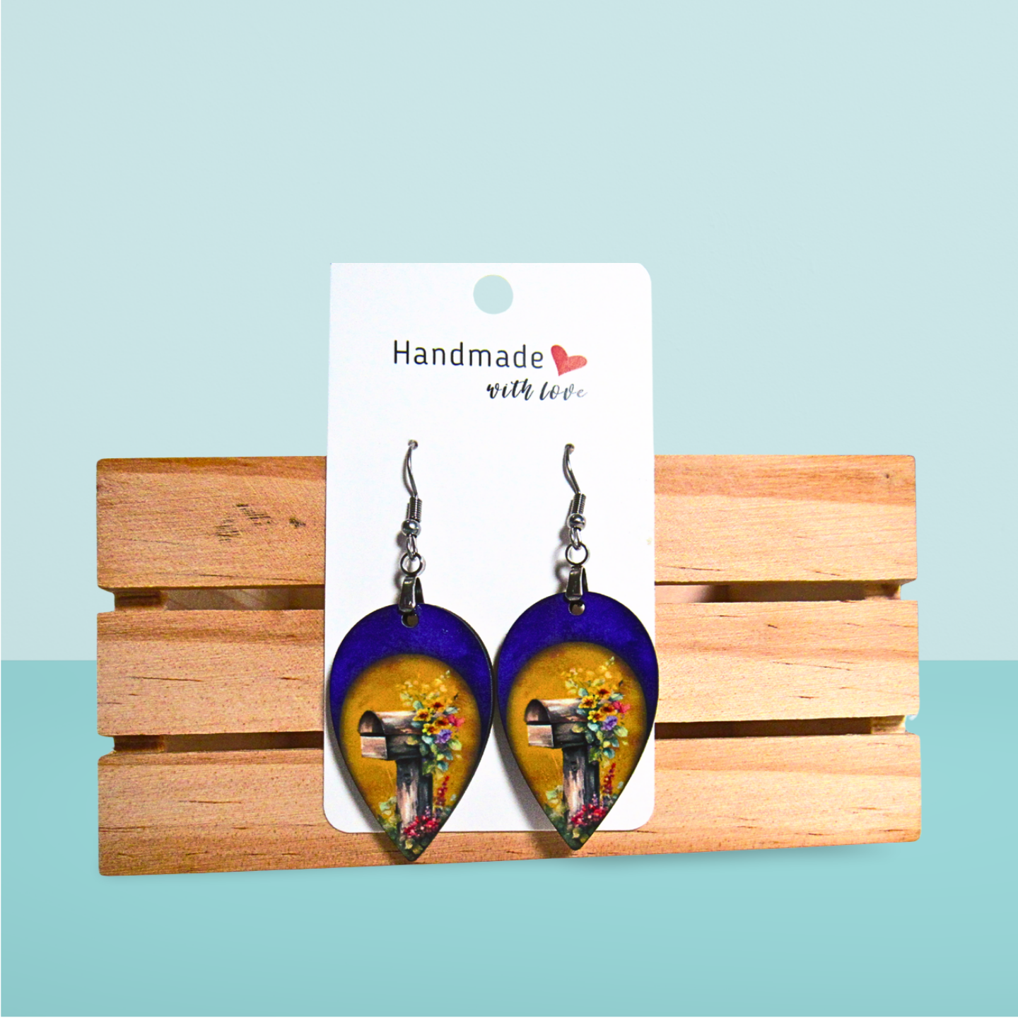 Reverse Teardrop Shaped Sublimated Earrings