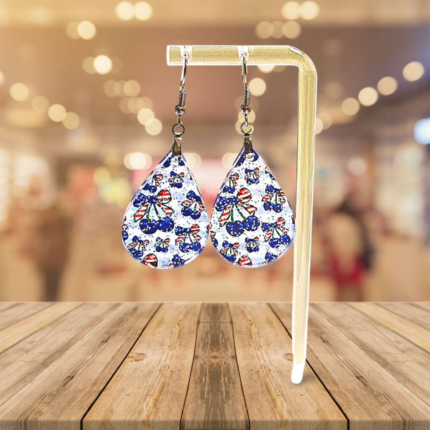Glitter Acrylic Teardrop Shaped Sublimated Earrings 1.5 inch
