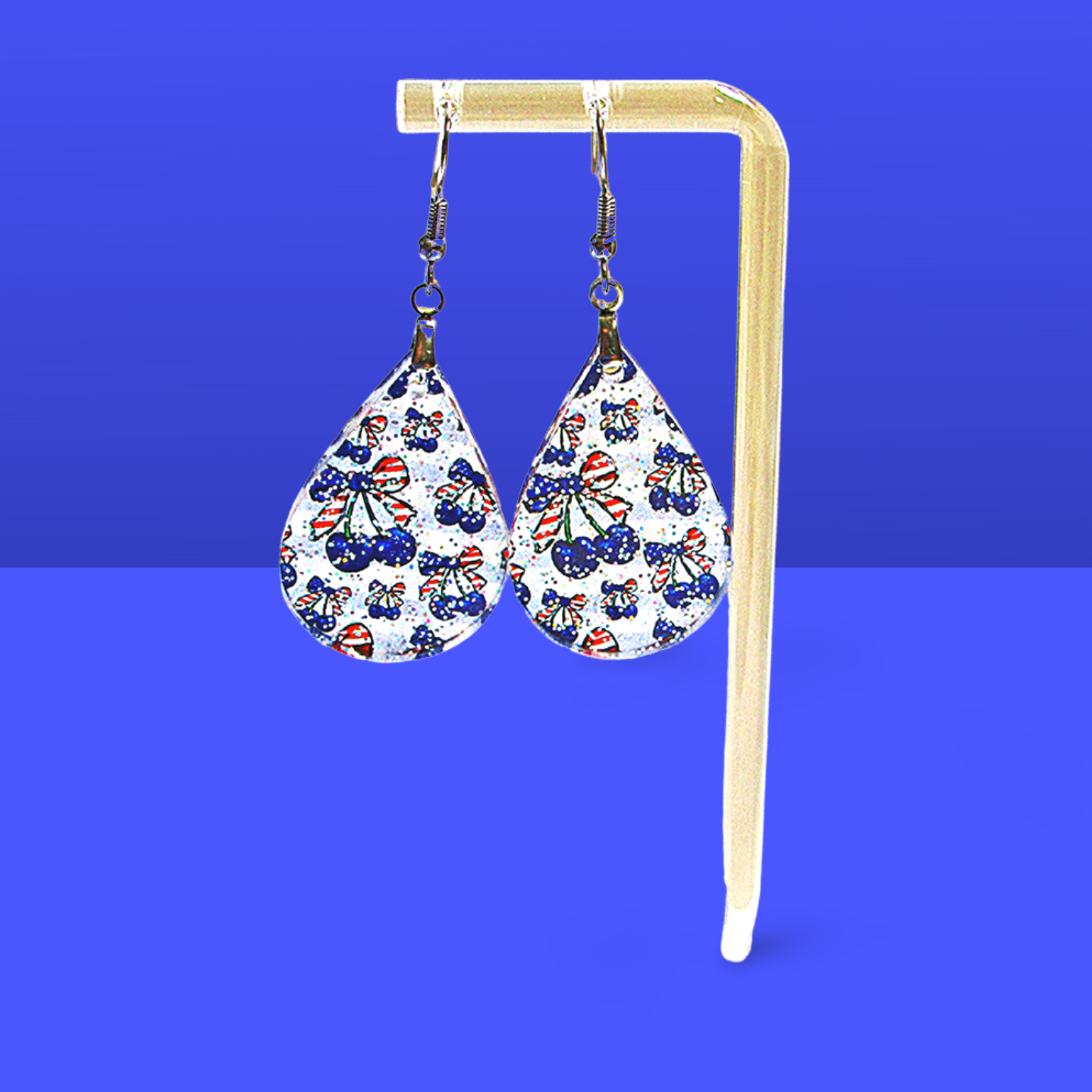 Glitter Acrylic Teardrop Shaped Sublimated Earrings 1.5 inch