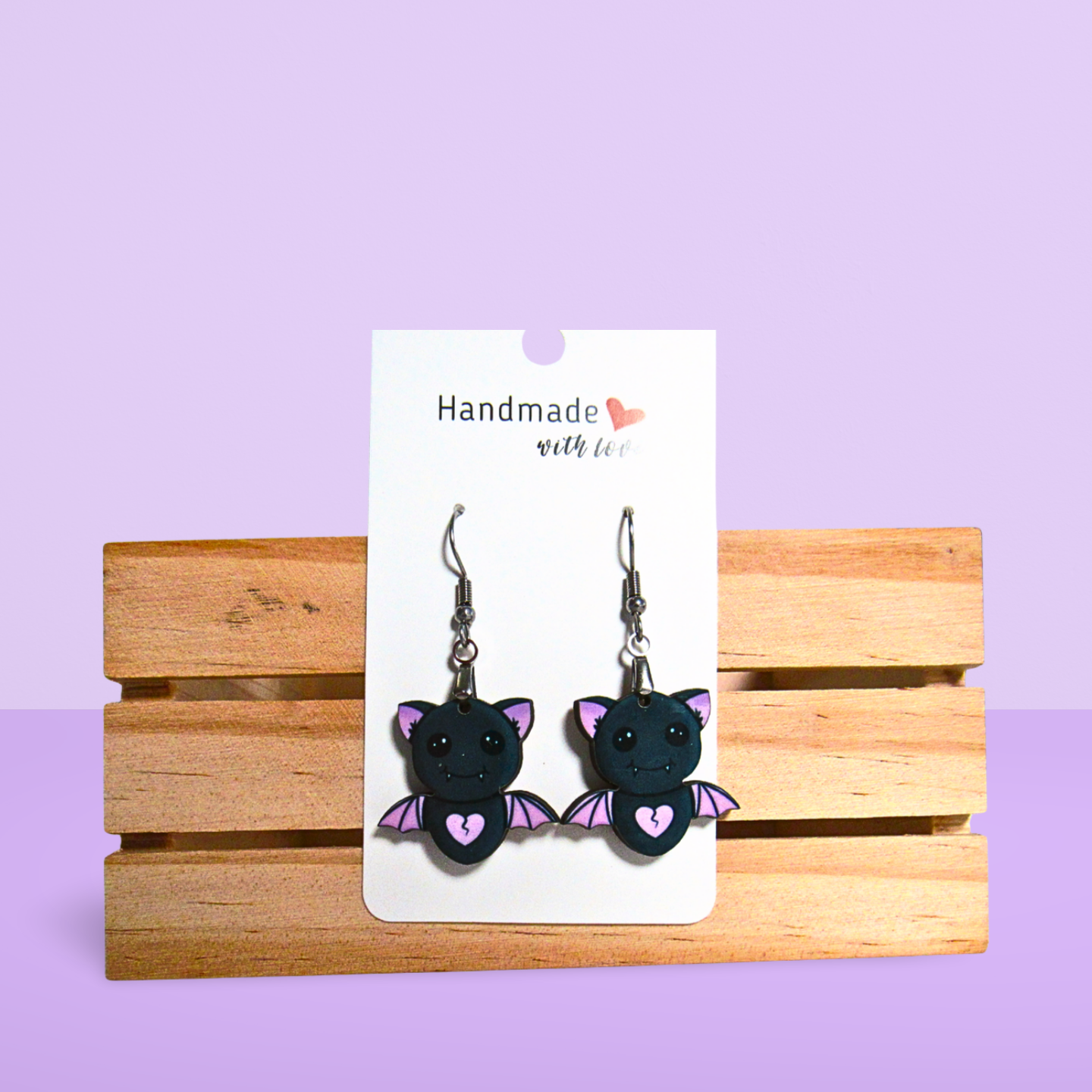 Flying Bat Shaped Sublimated Earrings 1 inch