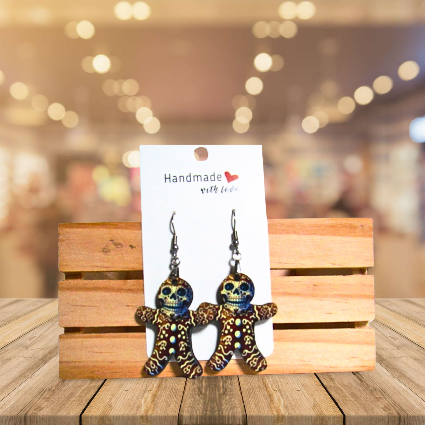 Skeleton Gingerbread Shaped Sublimated Earrings