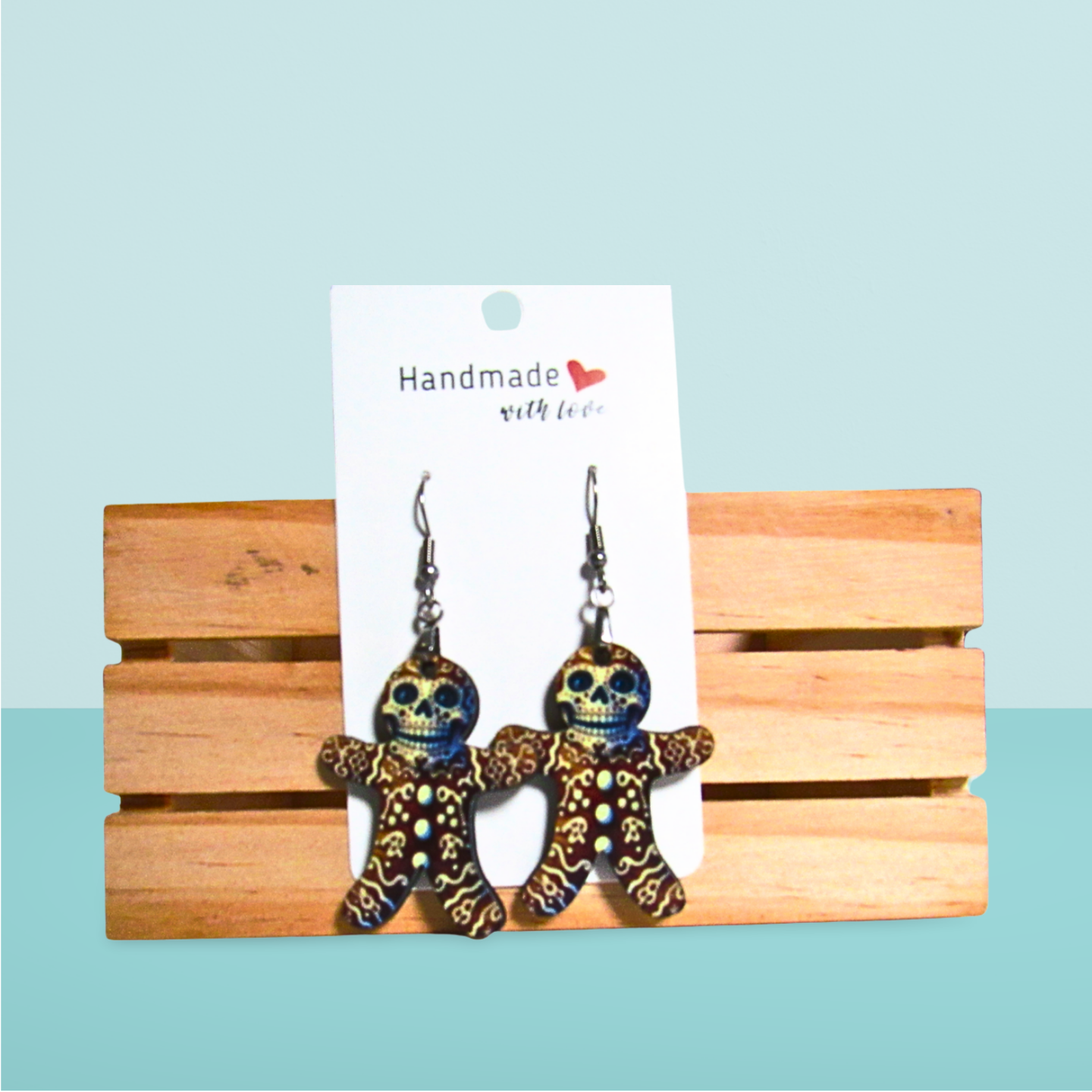 Skeleton Gingerbread Shaped Sublimated Earrings