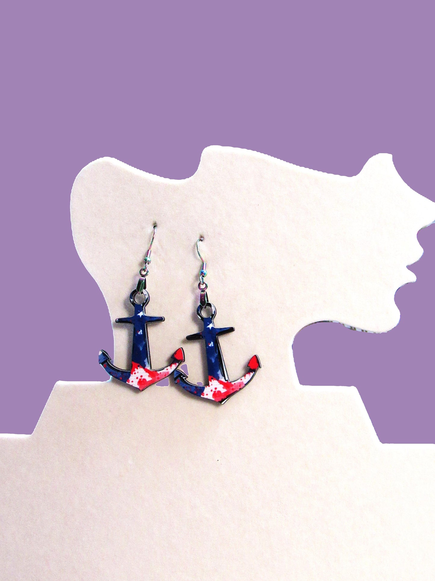 Anchor Shaped Sublimated Earrings 1.5 inch
