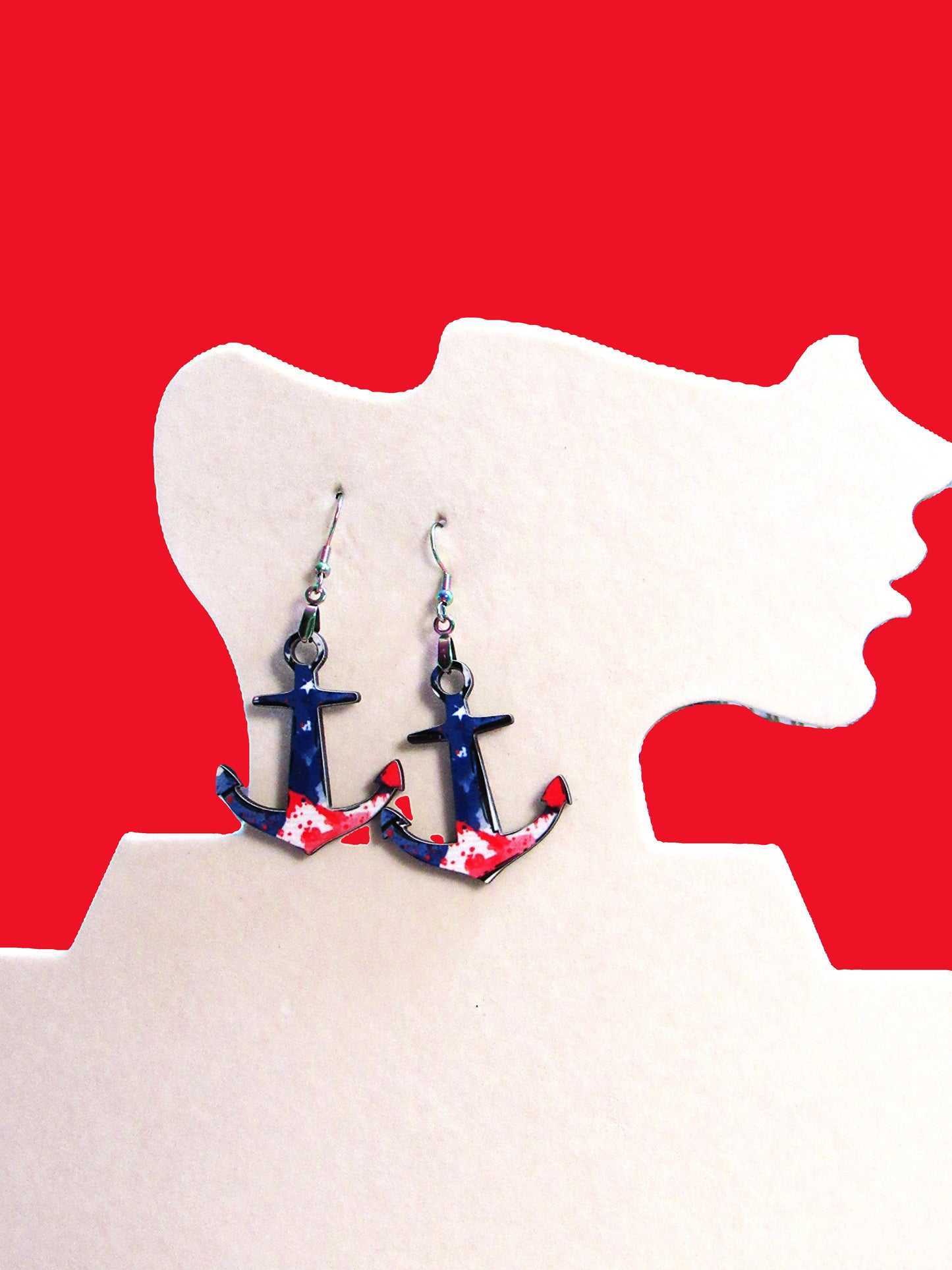 Anchor Shaped Sublimated Earrings 1.5 inch