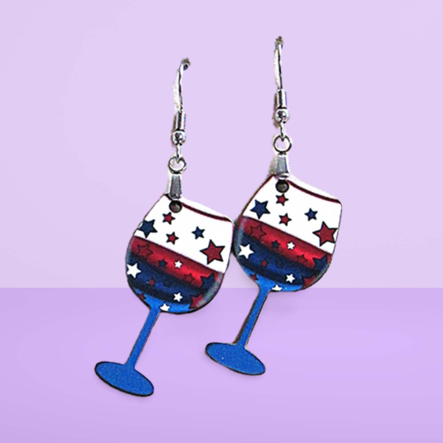Wine Glass Shaped Sublimated Earrings