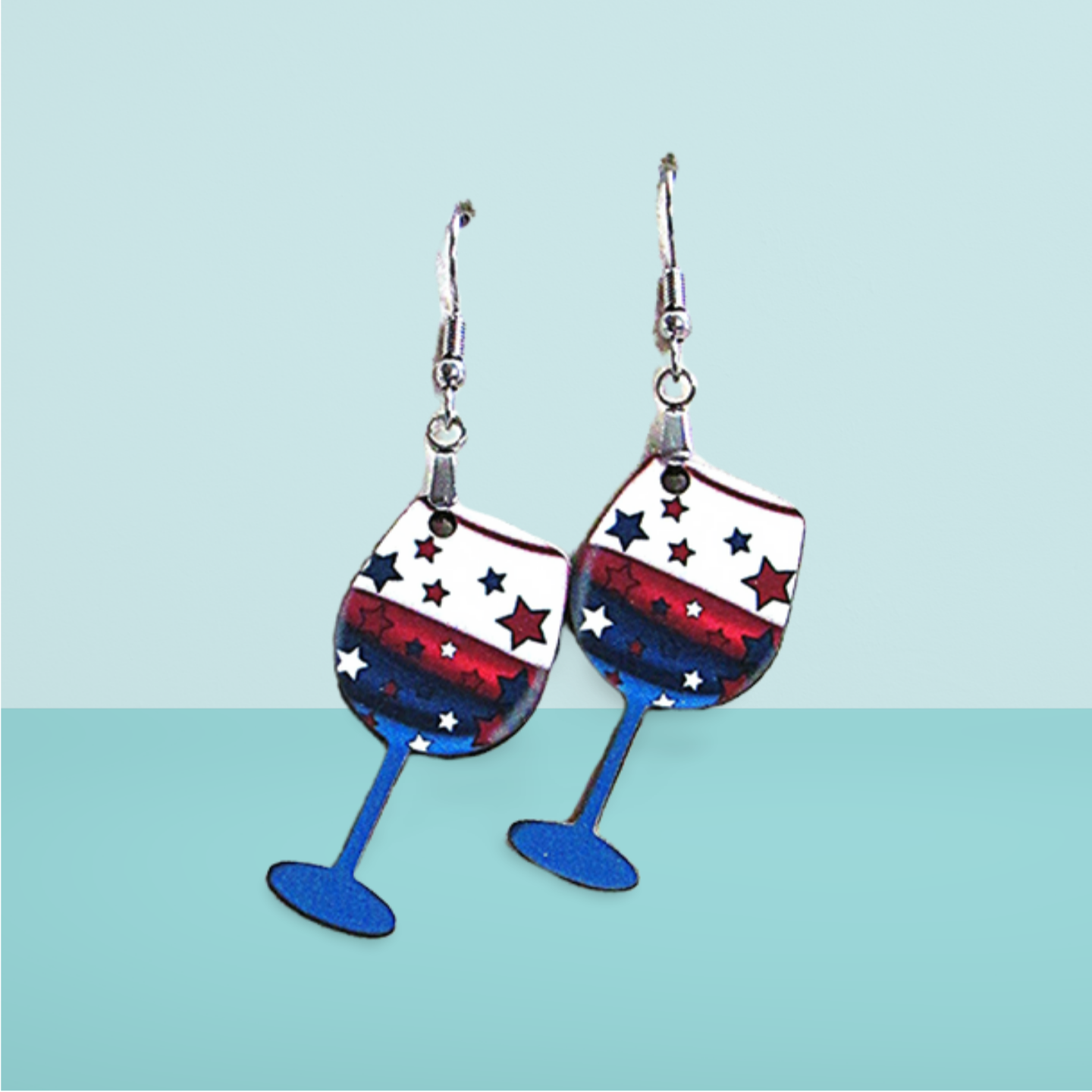 Wine Glass Shaped Sublimated Earrings