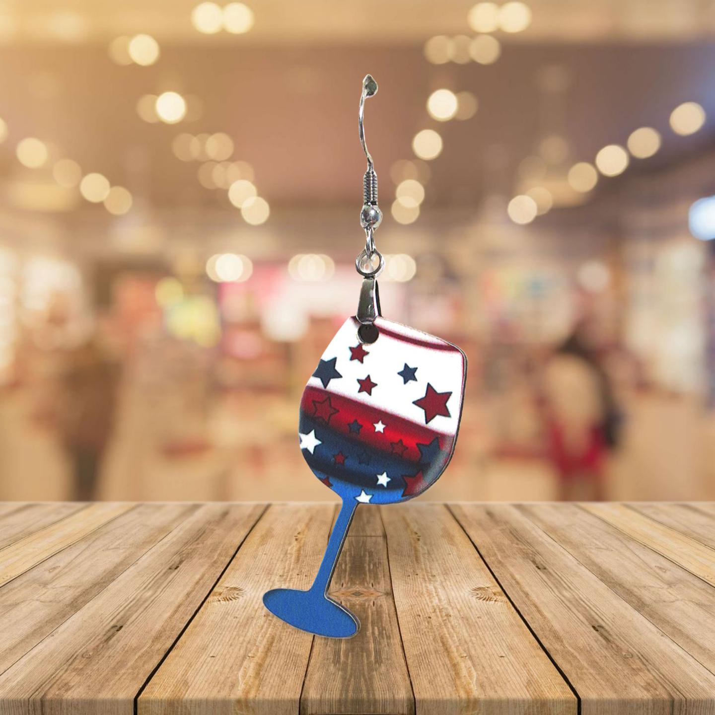 Wine Glass Shaped Sublimated Earrings