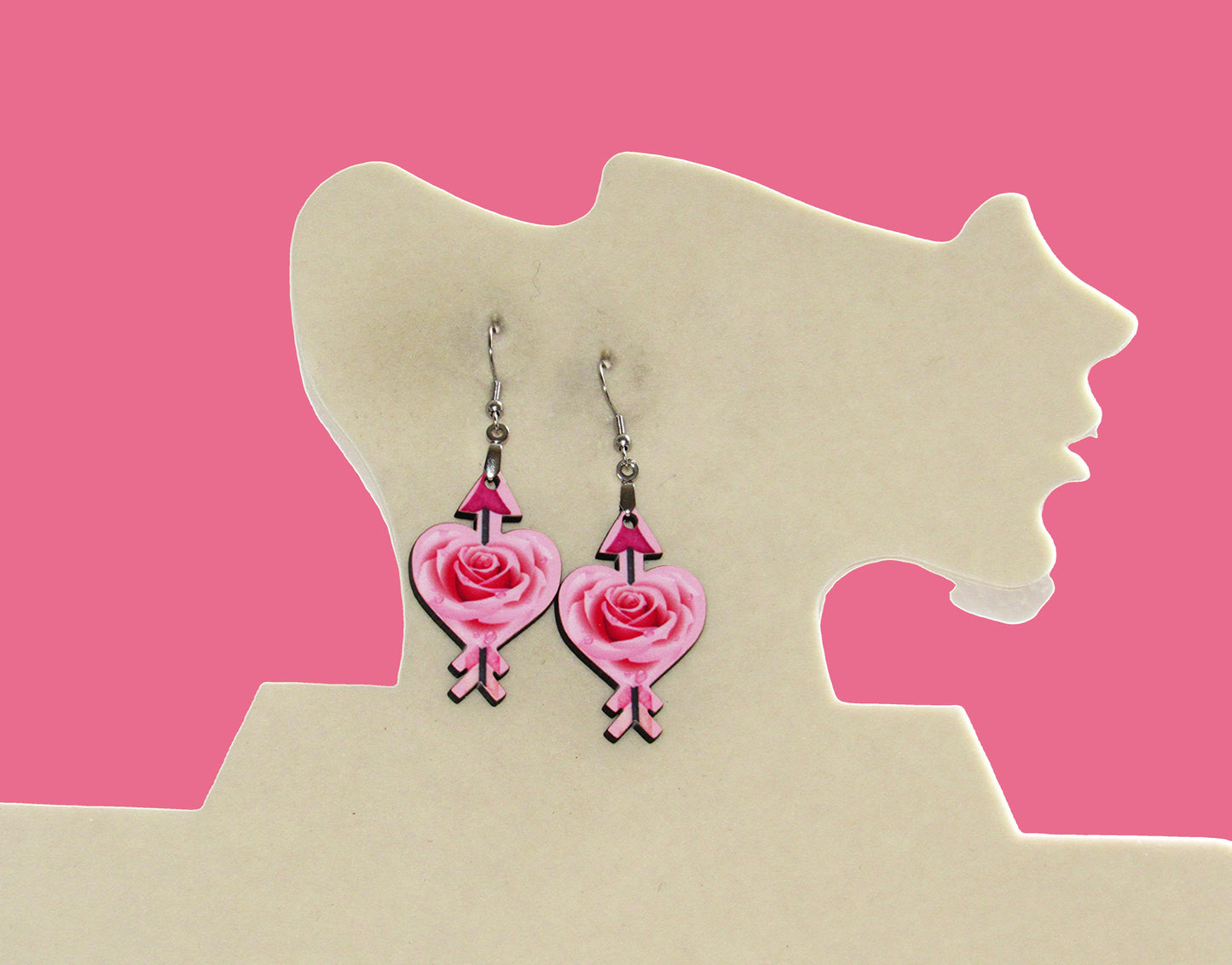 Heart Arrow Shaped Sublimated Earrings