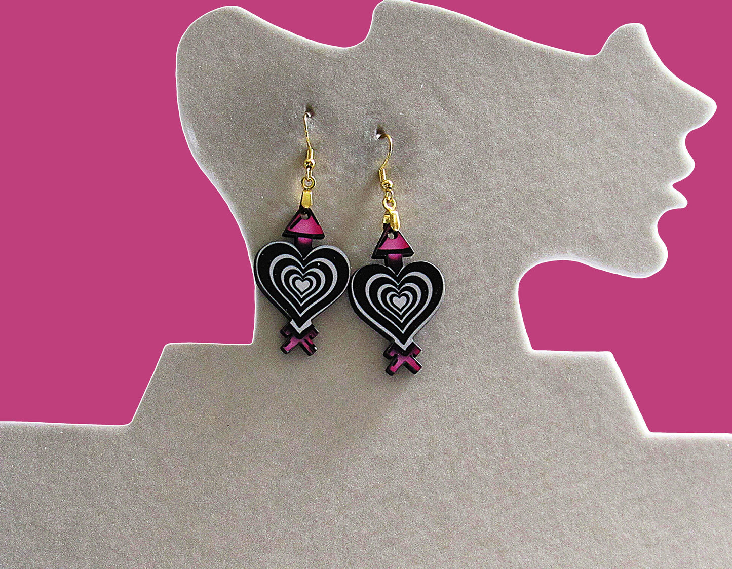 Heart Arrow Shaped Sublimated Earrings