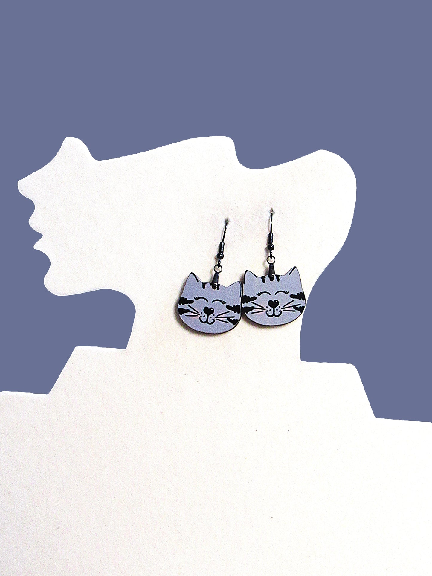 Cat Head Shaped Sublimated Earrings 1 inch