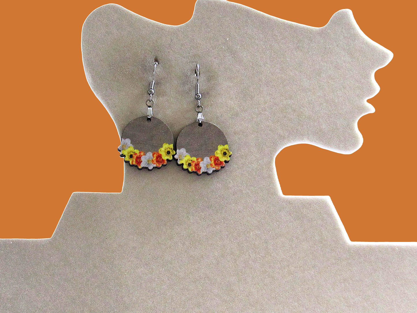 Floral Round Shaped Sublimated Earrings 1 inch