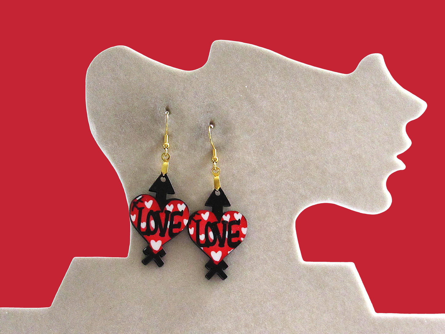 Heart Arrow Shaped Sublimated Earrings