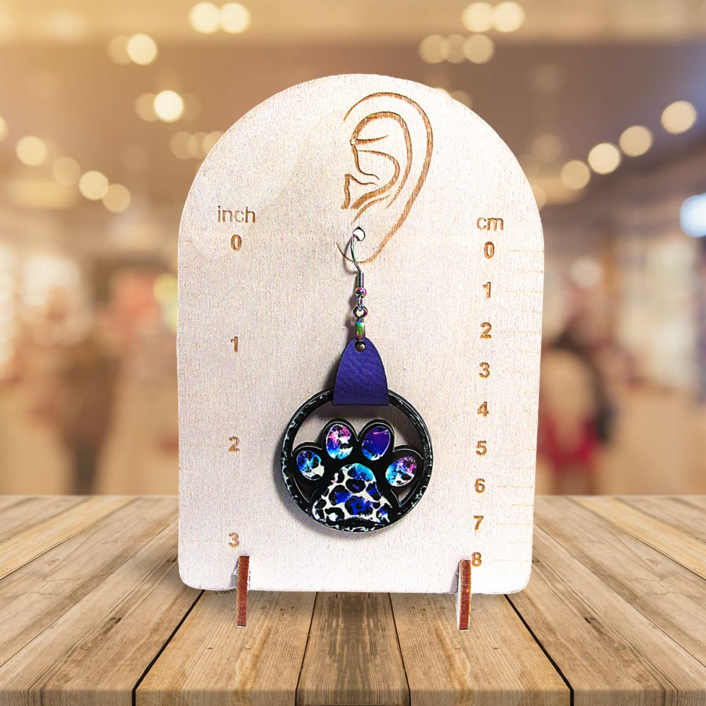 Round MDF Paw Shaped Sublimated Earring