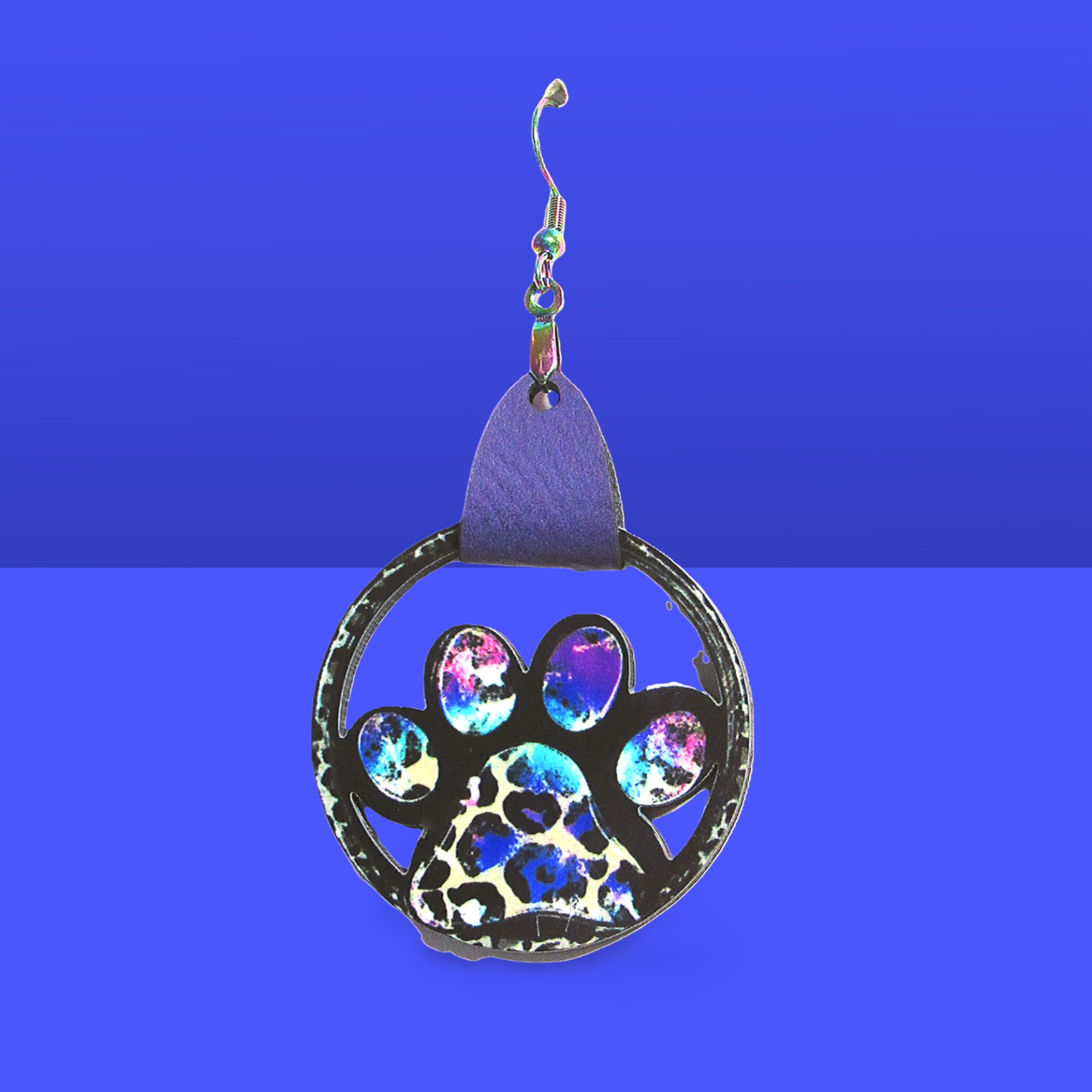 Round MDF Paw Shaped Sublimated Earring