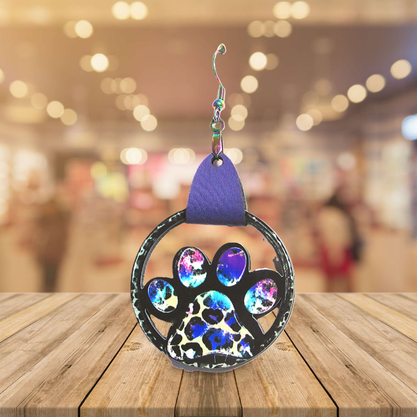 Round MDF Paw Shaped Sublimated Earring