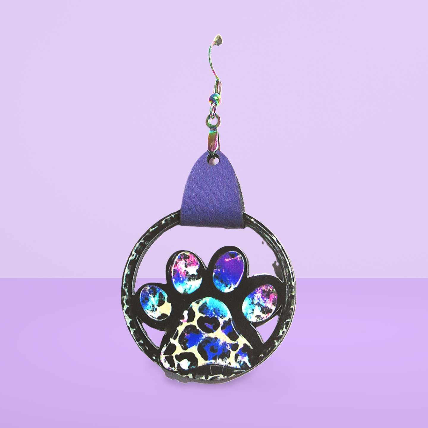 Round MDF Paw Shaped Sublimated Earring