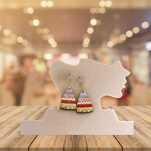 Candy Corn Shaped Sublimated Earrings 1.5 inch