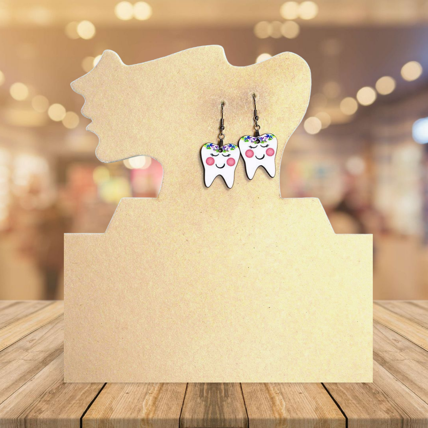 Tooth Shaped Sublimated 1 inch Earrings