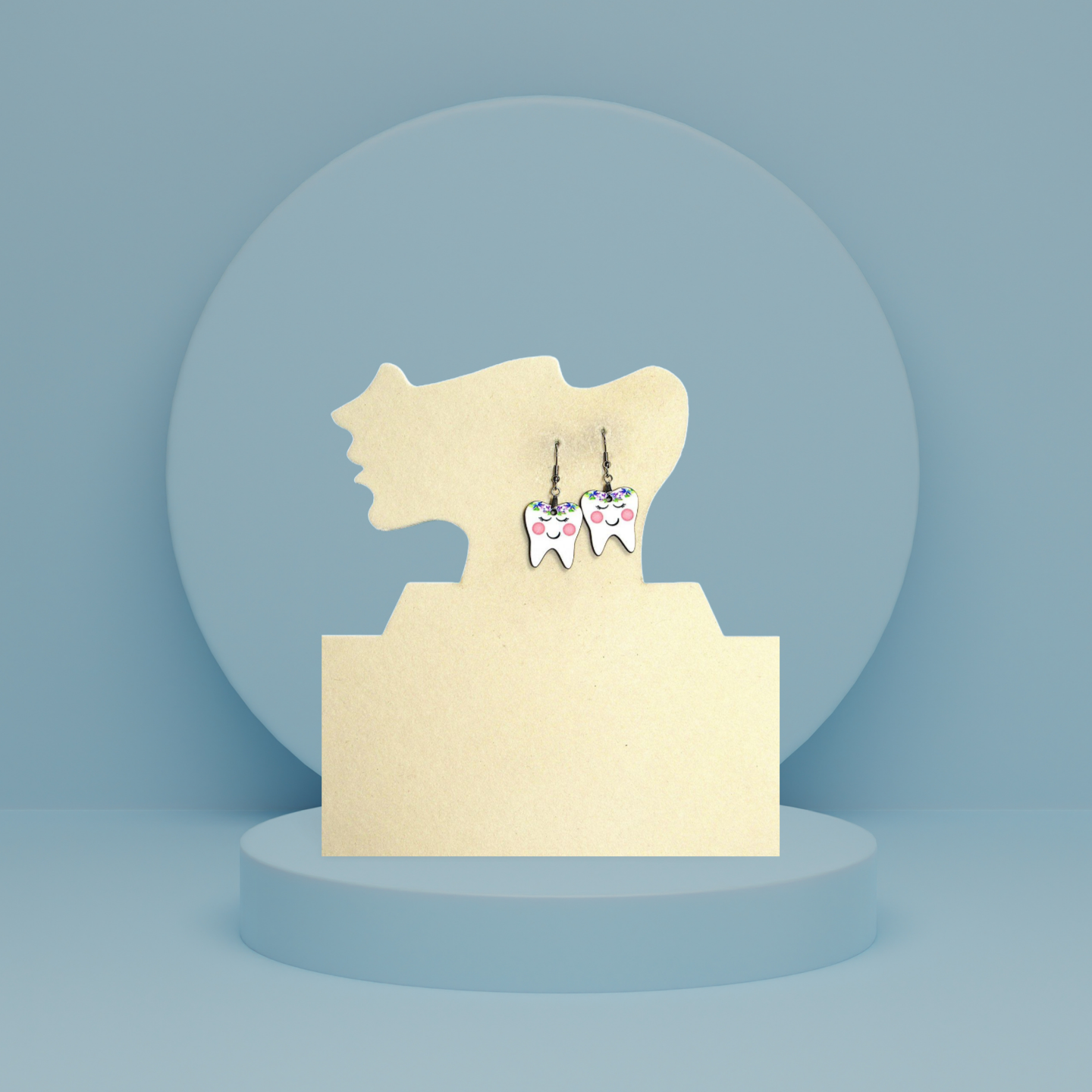 Tooth Shaped Sublimated 1 inch Earrings