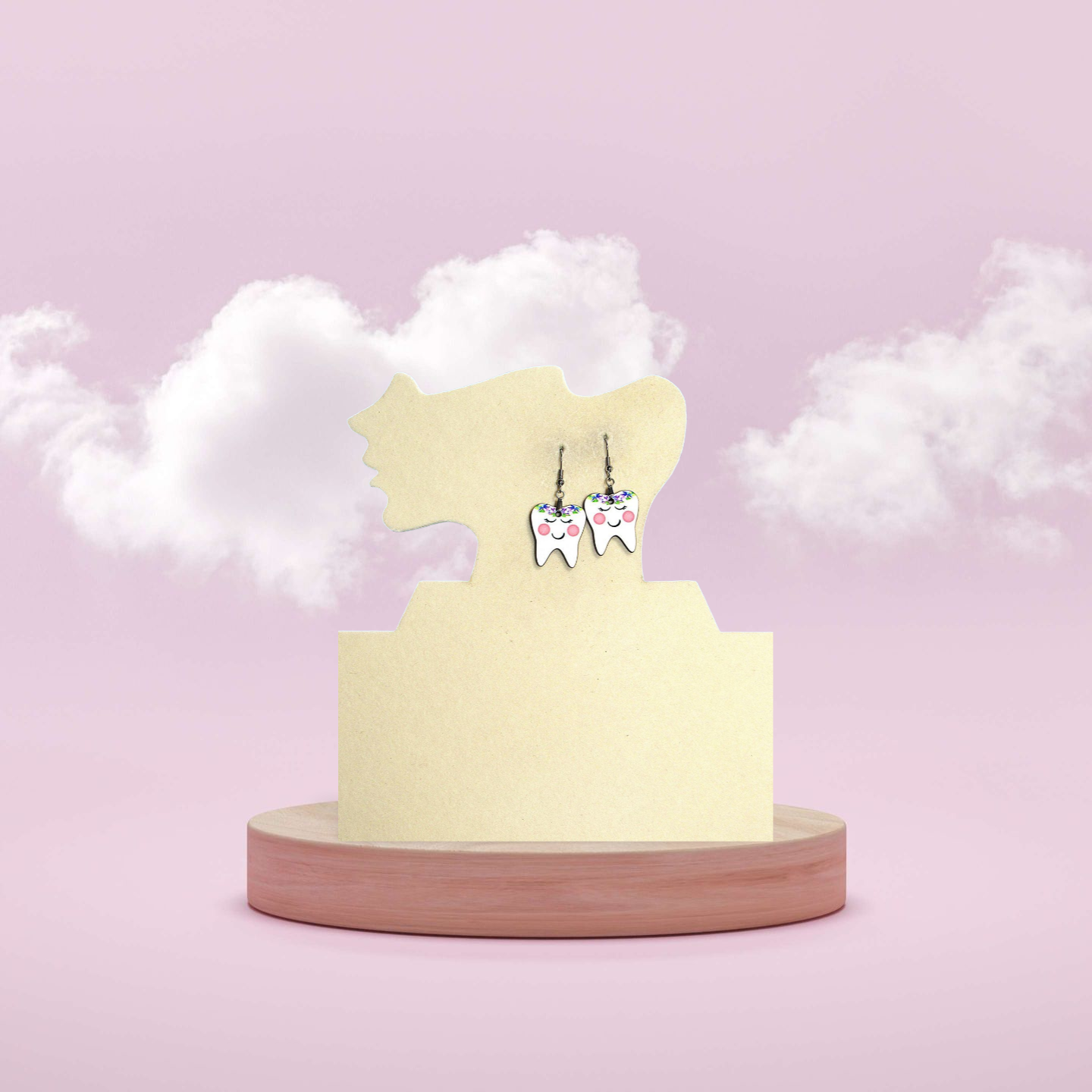 Tooth Shaped Sublimated 1 inch Earrings