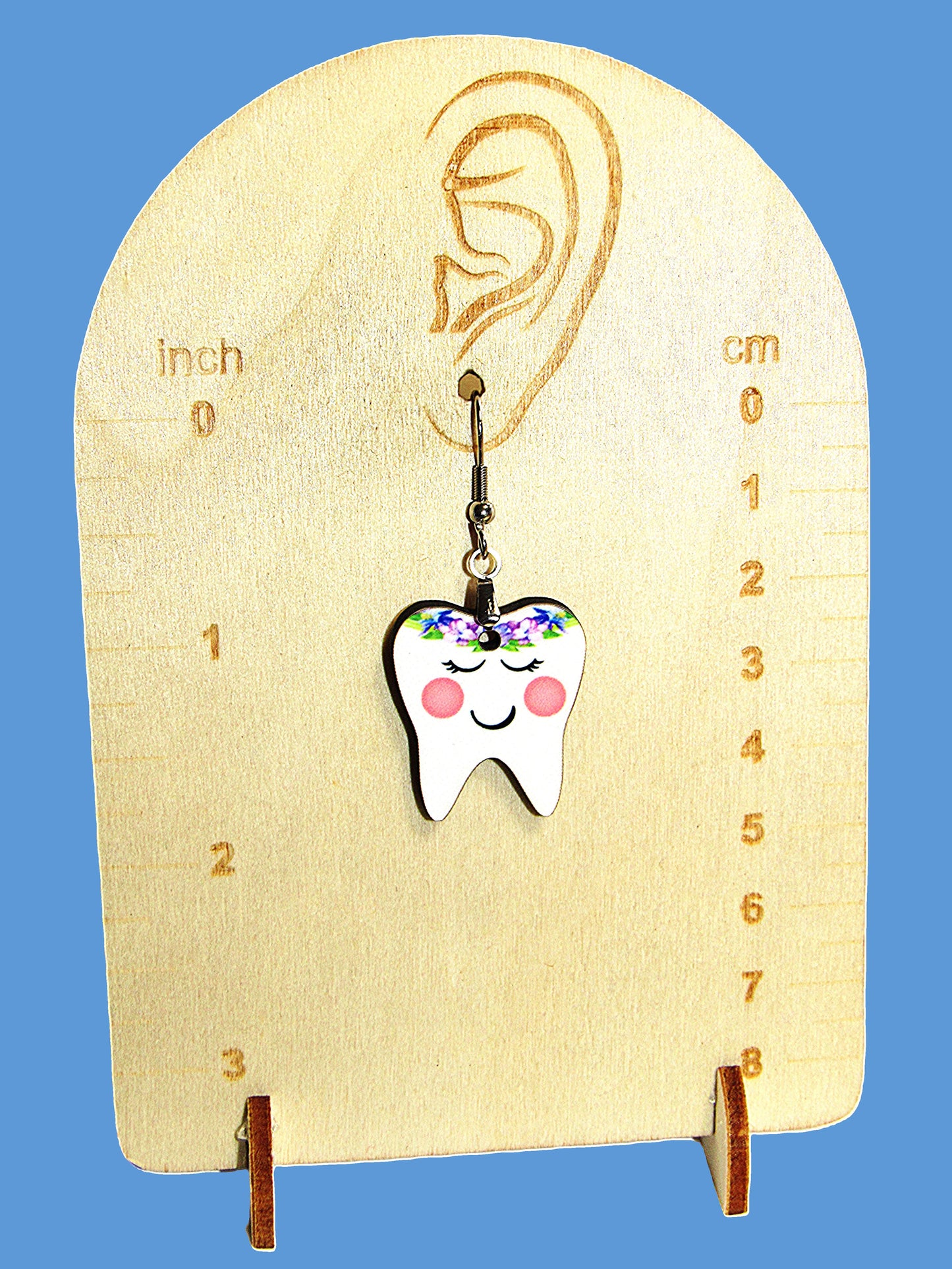 Tooth Shaped Sublimated 1 inch Earrings