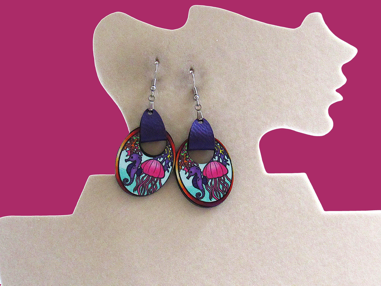 Boho Oval Shaped Sublimated Earring