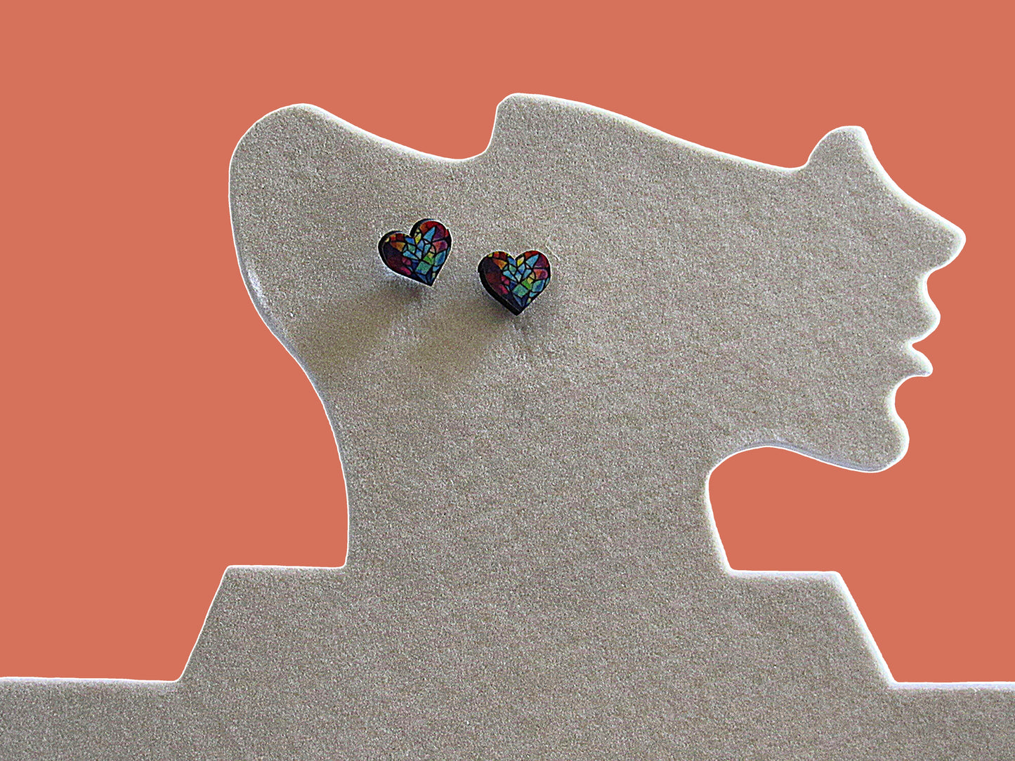 Heart Shaped Sublimated Stud Earrings