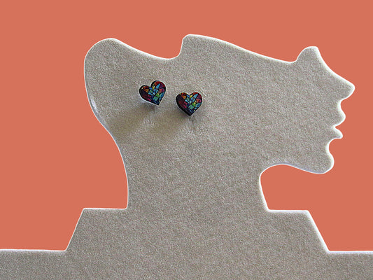 Heart Shaped Sublimated Stud Earrings