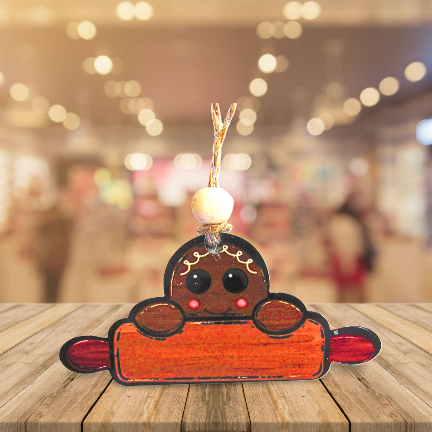 Gingerbread rolling pin shaped sublimated Ornament