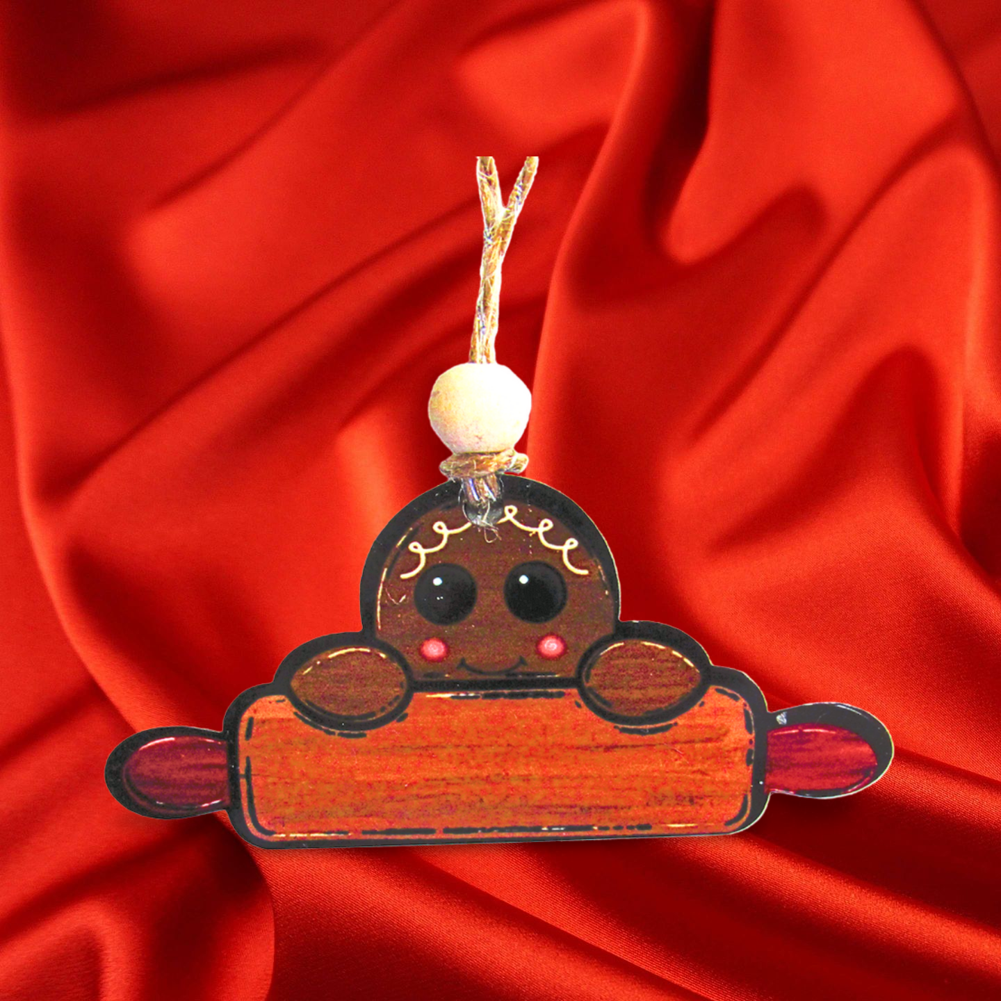 Gingerbread rolling pin shaped sublimated Ornament