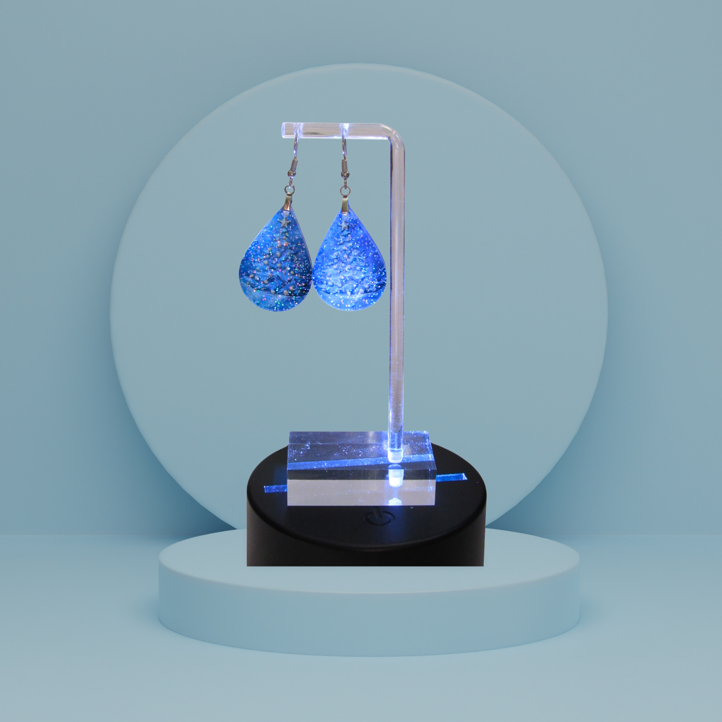 Glitter Acrylic Teardrop Shaped Sublimated Earrings 1.5 inch