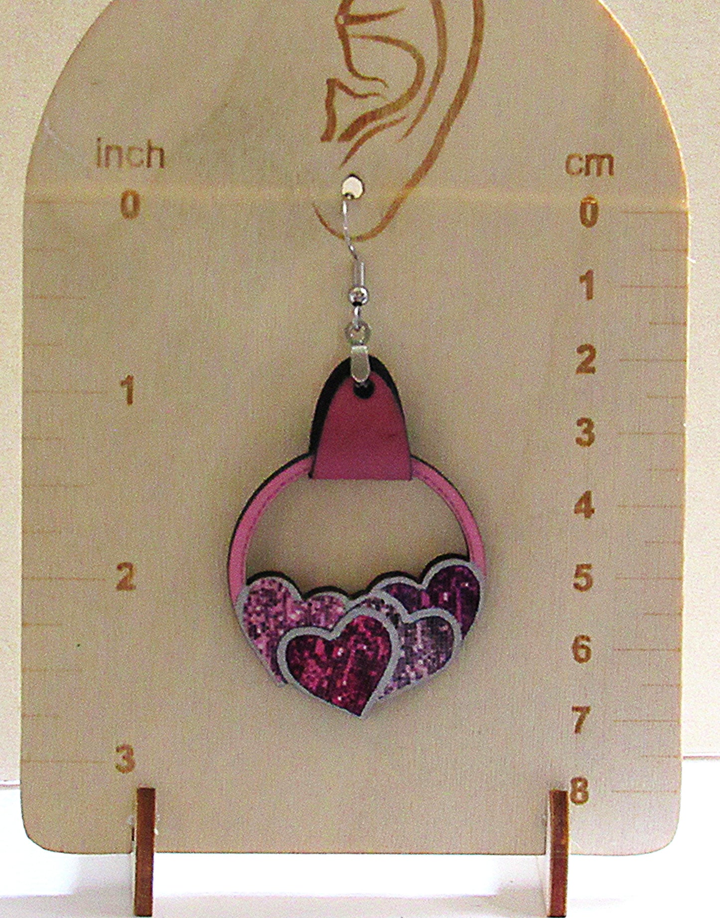 Faux Leather Heart Cluster Sublimated Earrings